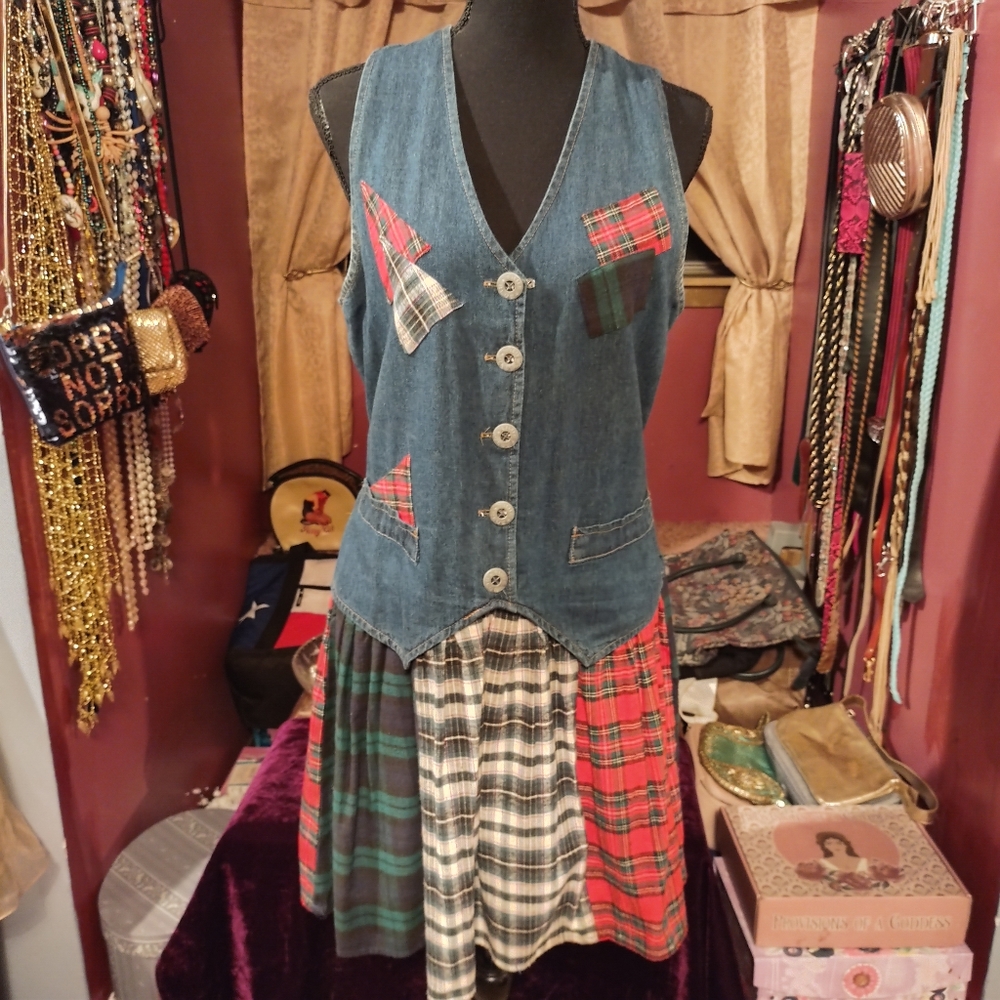 True Blue Blue Jean & Flannel Dress M